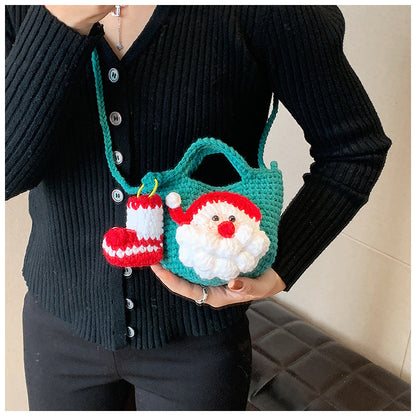 Christmas pure handmade woolen knitted bag new style women&