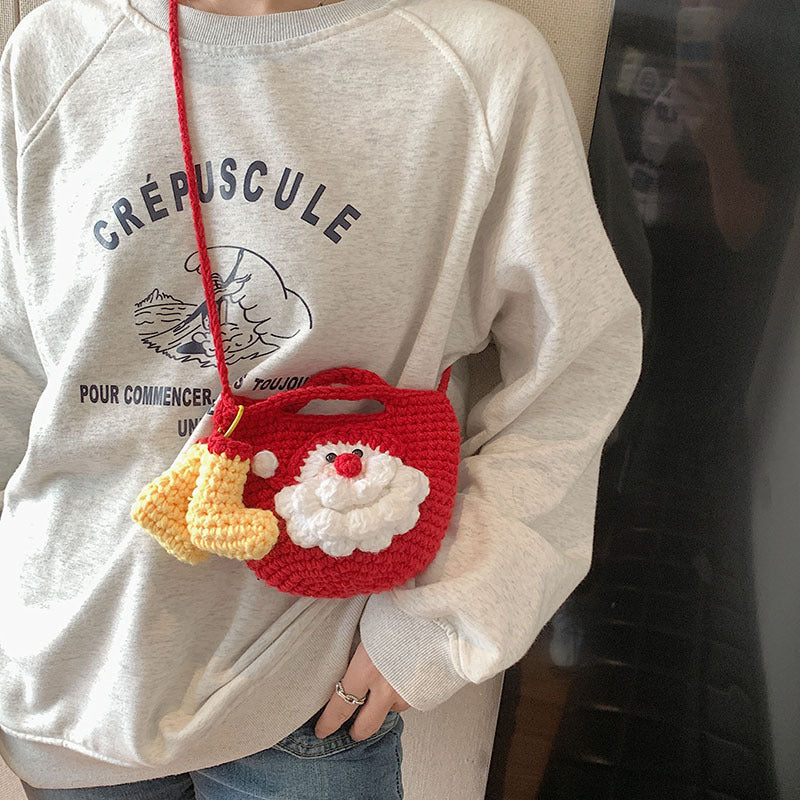 Christmas pure handmade woolen knitted bag new style women&