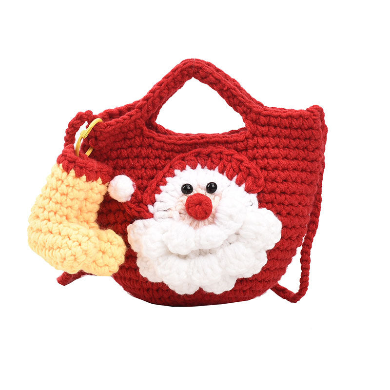 Christmas pure handmade woolen knitted bag new style women&
