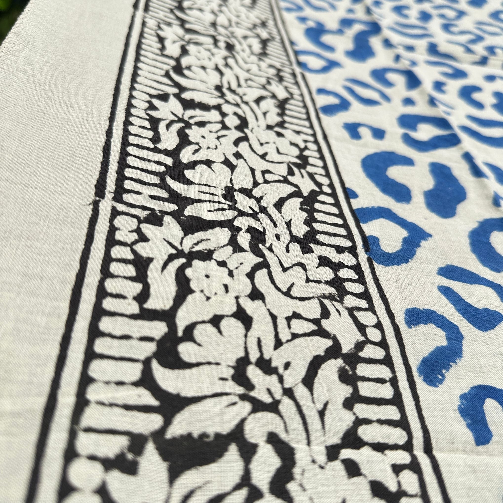 Wild Indigo Bloom – Hand Block Print Cotton Scarf, Oversized Boho Wrap &amp; Lightweight Sarong