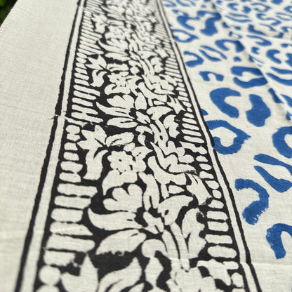 Wild Indigo Bloom – Hand Block Print Cotton Scarf, Oversized Boho Wrap &amp; Lightweight Sarong