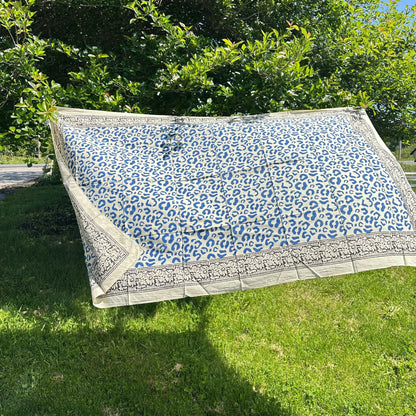 Wild Indigo Bloom – Hand Block Print Cotton Scarf, Oversized Boho Wrap &amp; Lightweight Sarong