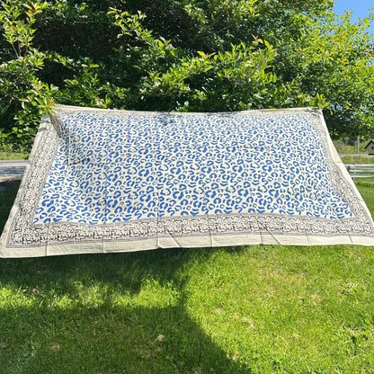 Wild Indigo Bloom – Hand Block Print Cotton Scarf, Oversized Boho Wrap &amp; Lightweight Sarong
