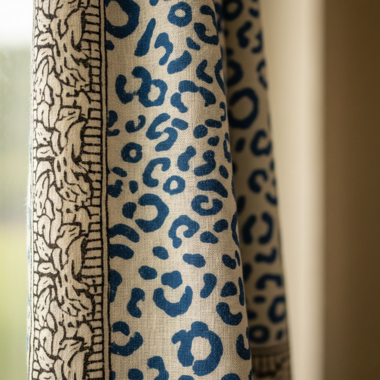 Wild Indigo Bloom – Hand Block Print Cotton Scarf, Oversized Boho Wrap &amp; Lightweight Sarong