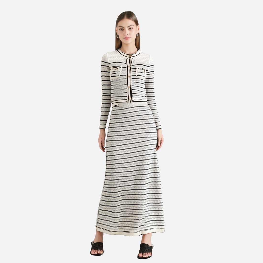 Color blocking striped women&