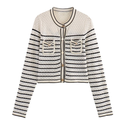 Color blocking striped women&