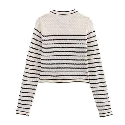 Color blocking striped women&