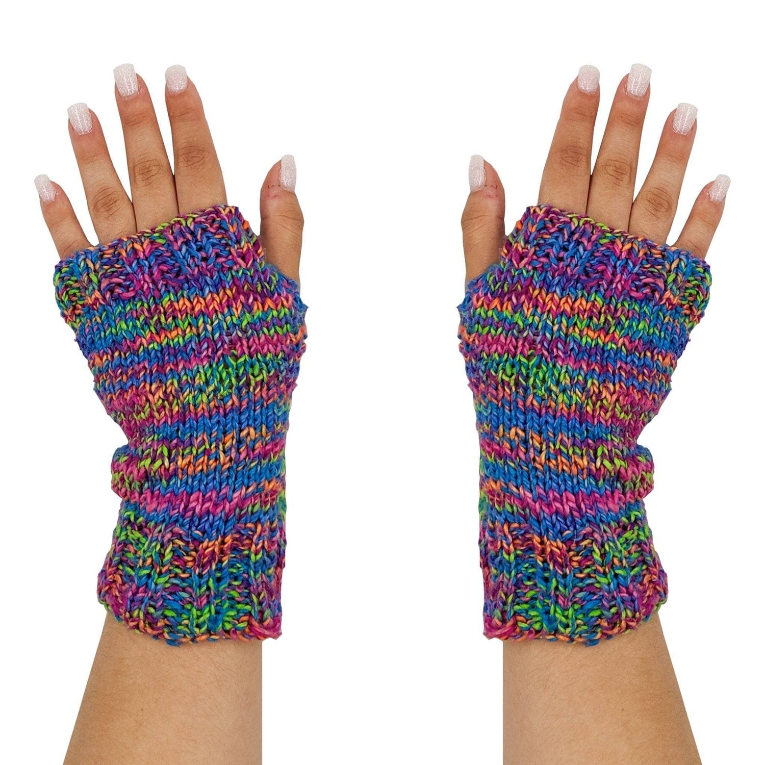 Colorful Fingerless Mitts Knitting and Crochet Kit