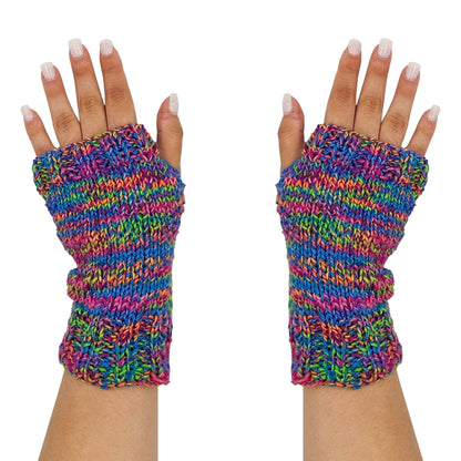 Colorful Fingerless Mitts Knitting and Crochet Kit