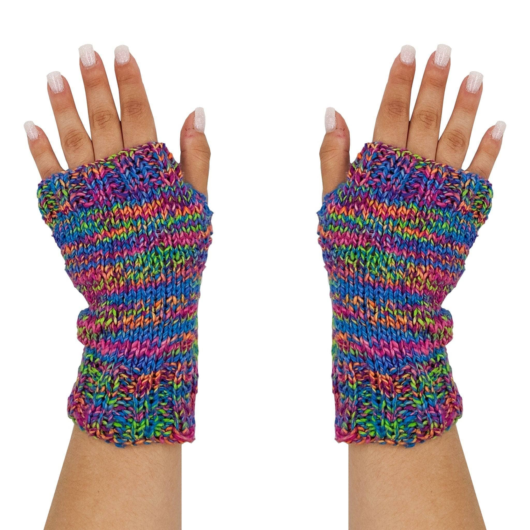 Colorful Fingerless Mitts Knitting and Crochet Pattern