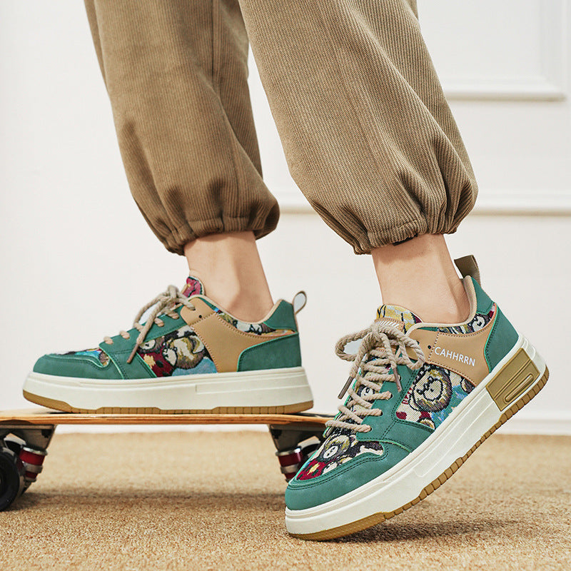 Cute little bear sneakers for students, low cut sports men&