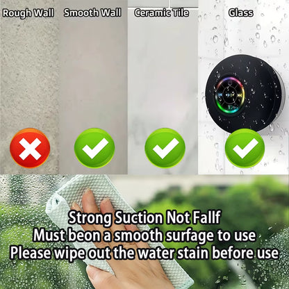 AquaBeat Mini: Waterproof LED Bluetooth Speaker with Powerful Sound &amp; Suction Cup Mount