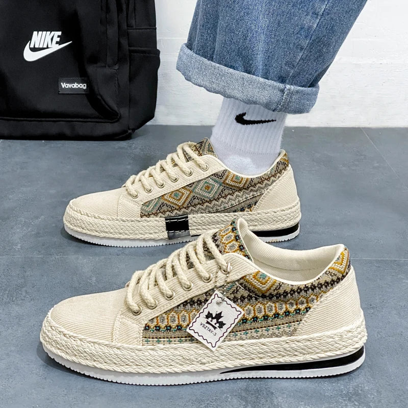 Espadrilles Men Sneakers Flat Canvas Shoes For Men Yuppie Casual Walking Shoes Male Linen Men&