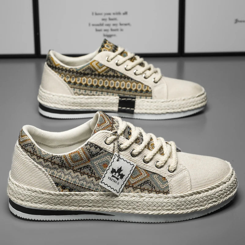 Espadrilles Men Sneakers Flat Canvas Shoes For Men Yuppie Casual Walking Shoes Male Linen Men&