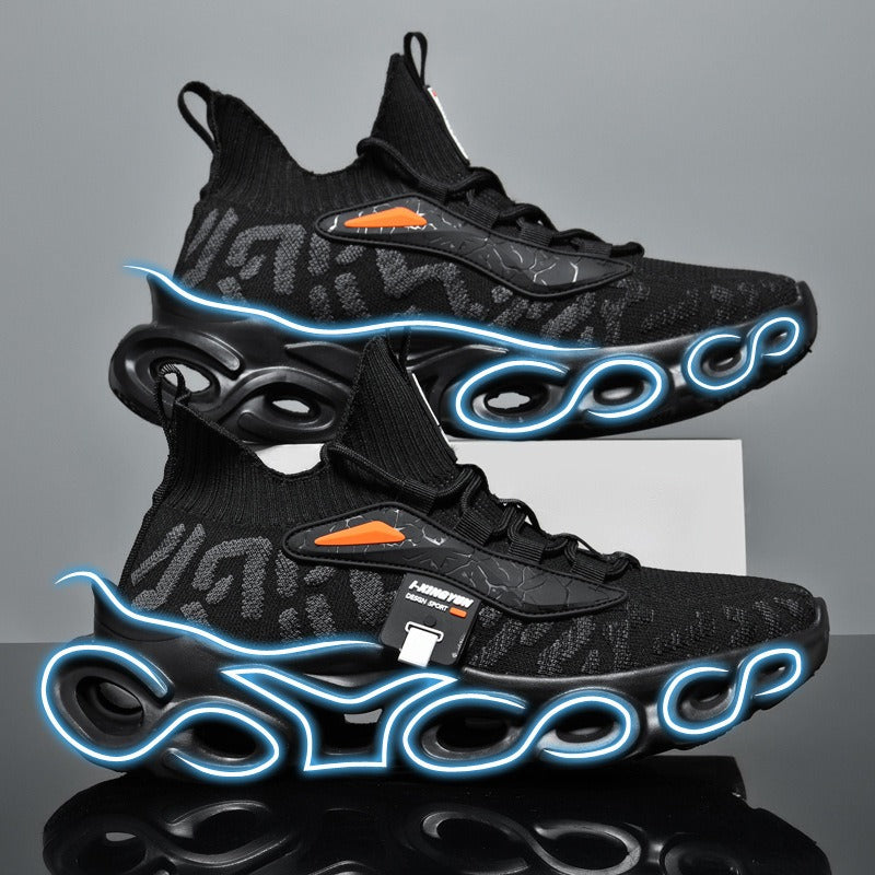 Fashionable new casual shoes, running shoes fly woven outer wear, knife edge shoes, comfortable sports shoes, trendy men&