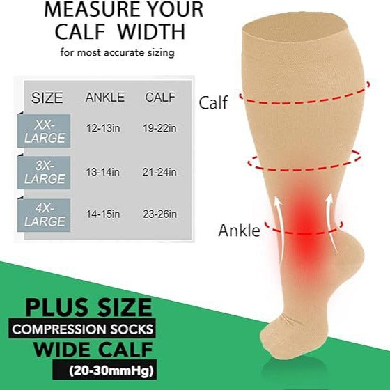 Fat and enlarged black fat compression socks super wide calf and knee length socks men&