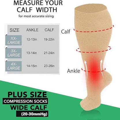 Fat and enlarged black fat compression socks super wide calf and knee length socks men&