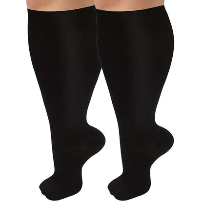 Fat and enlarged black fat compression socks super wide calf and knee length socks men&