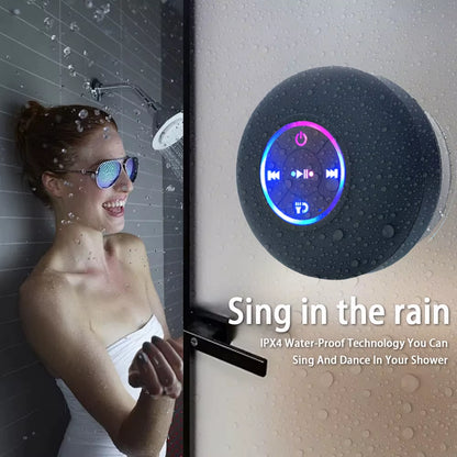 AquaBeat Mini: Waterproof LED Bluetooth Speaker with Powerful Sound &amp; Suction Cup Mount