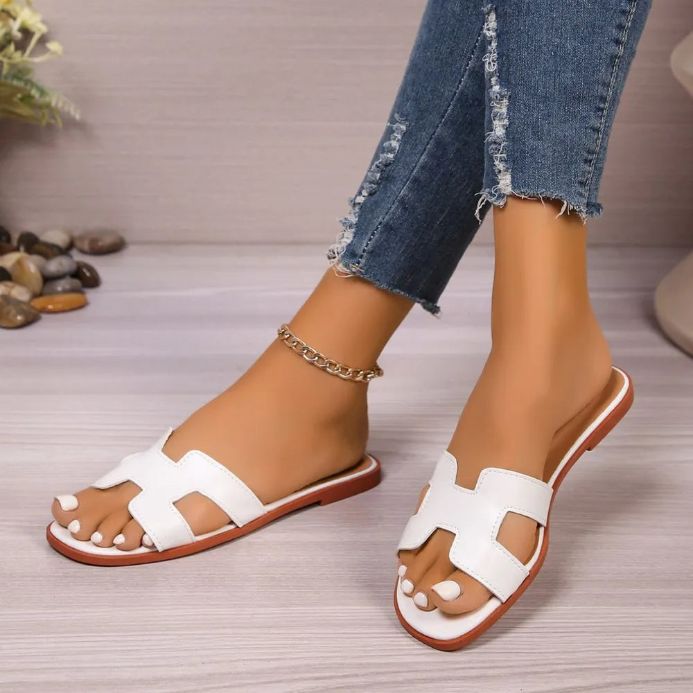 Flat bottomed comfortable one-piece cool slippers fashionable women&