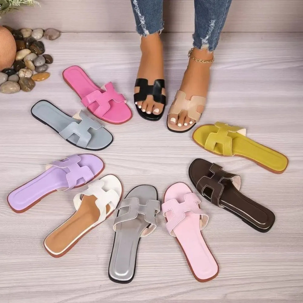 Flat bottomed comfortable one-piece cool slippers fashionable women&