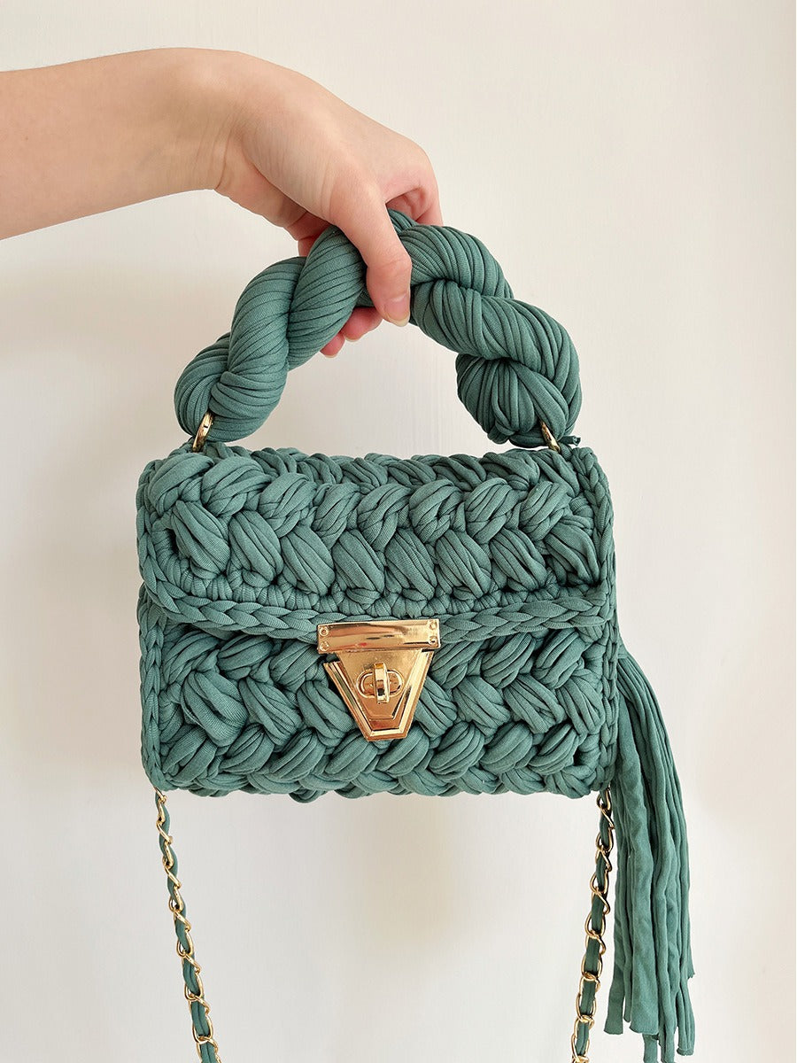 Hand woven bag crochet bag shoulder bag women&