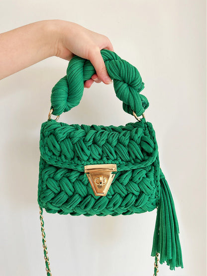 Hand woven bag crochet bag shoulder bag women&