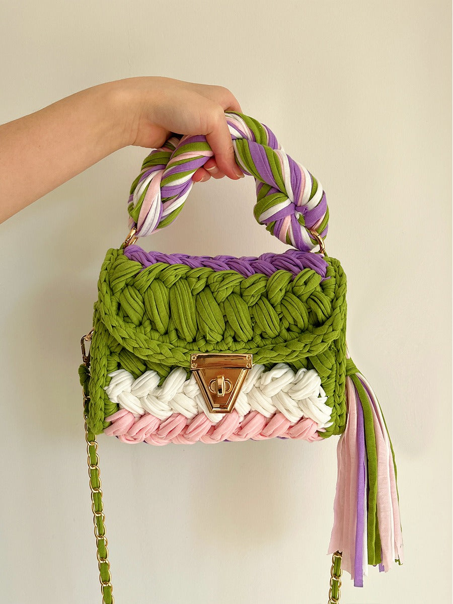Hand woven bag crochet bag shoulder bag women&