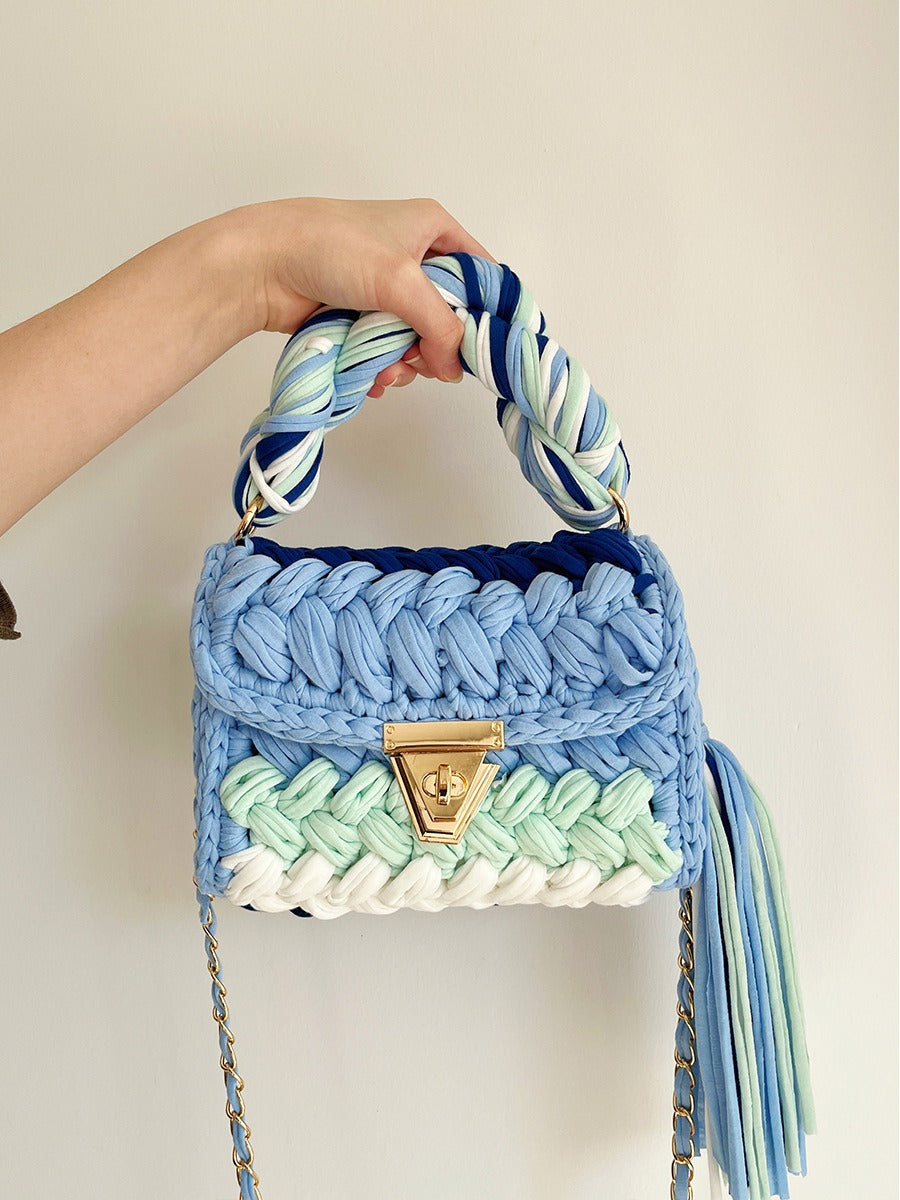 Hand woven bag crochet bag shoulder bag women&