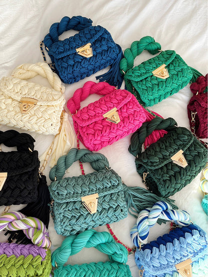 Hand woven bag crochet bag shoulder bag women&