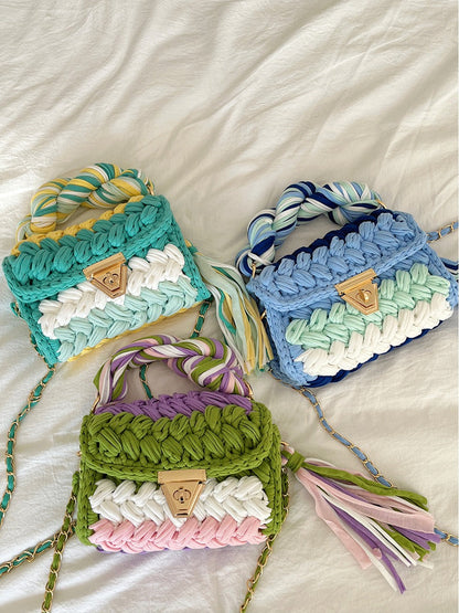 Hand woven bag crochet bag shoulder bag women&