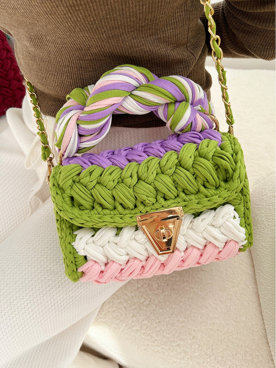 Hand woven bag crochet bag shoulder bag women&