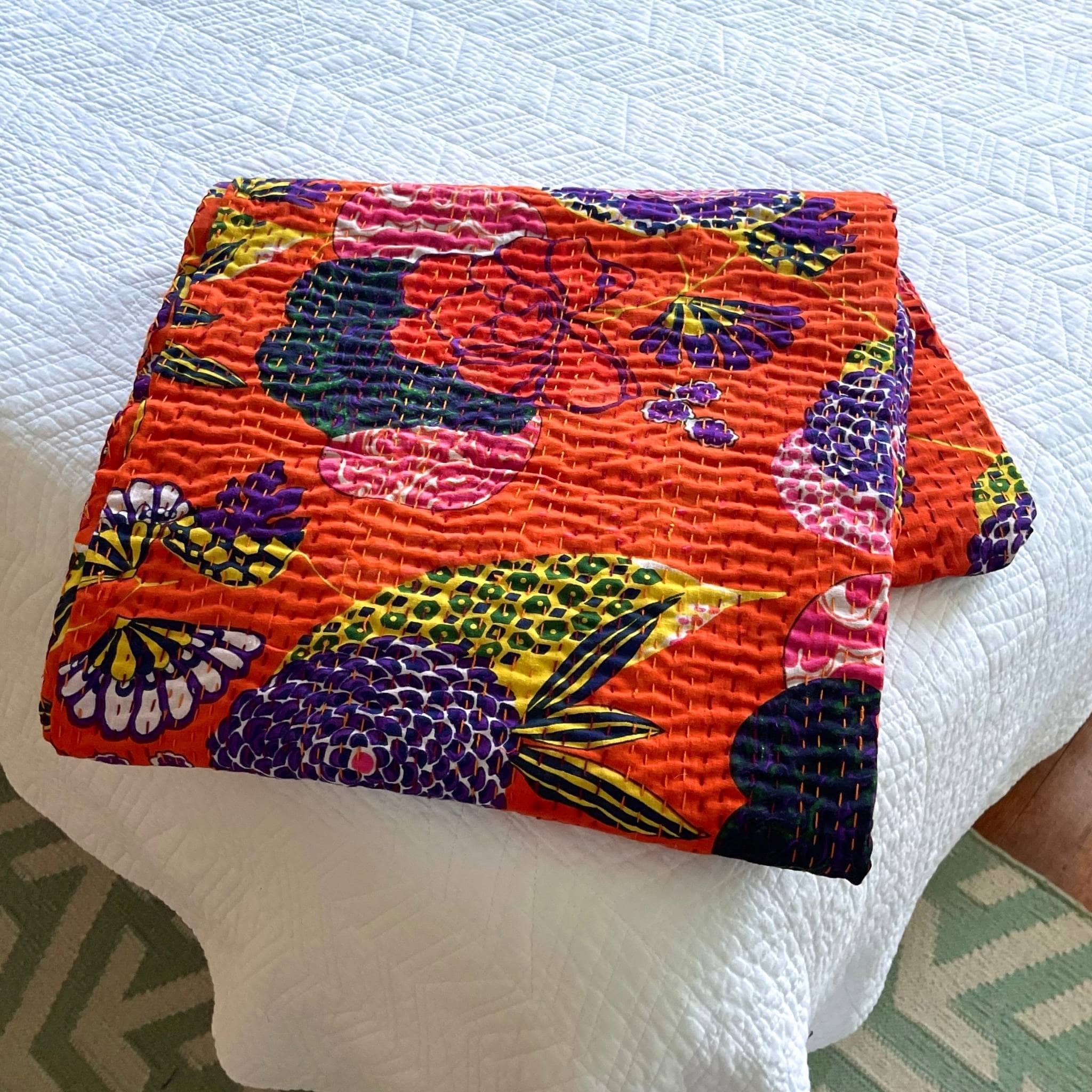 Handmade Kantha Quilt Blanket