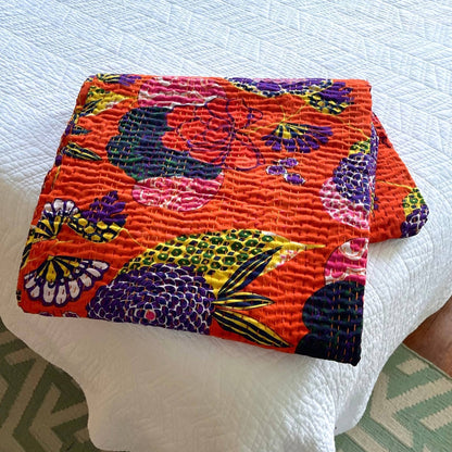 Handmade Kantha Quilt Blanket