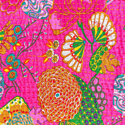Handmade Kantha Quilt Blanket