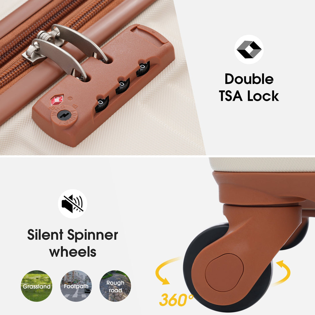 Hardshell Luggage Sets 3 Pcs Spinner Suitcase with TSA Lock Lightweight 20&
