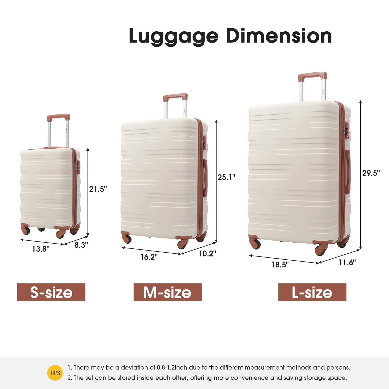 Hardshell Luggage Sets 3 Pcs Spinner Suitcase with TSA Lock Lightweight 20&