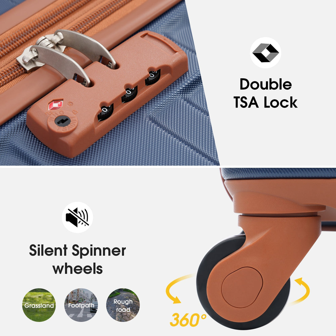 Hardshell Luggage Sets 3 Pcs Spinner Suitcase with TSA Lock Lightweight 20&