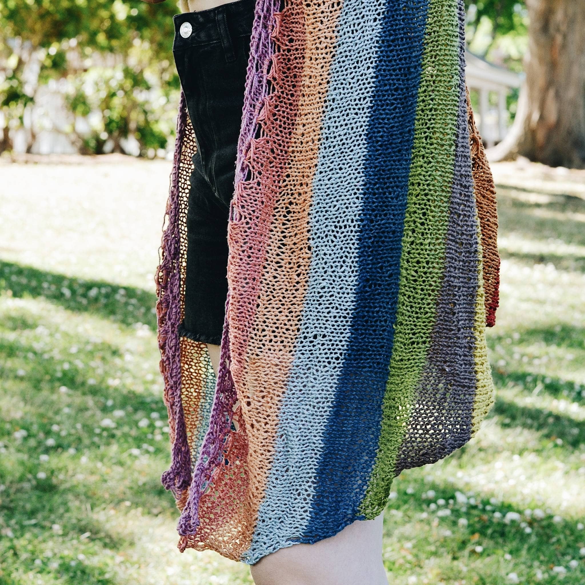 Herbal Dyed Rainbow Shawl - Knit &amp; Crochet Kit