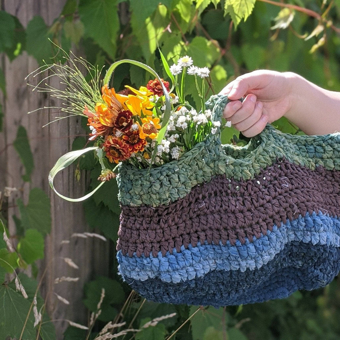 Herbal Dyed Recycled Market Tote Knit &amp; Crochet Pattern
