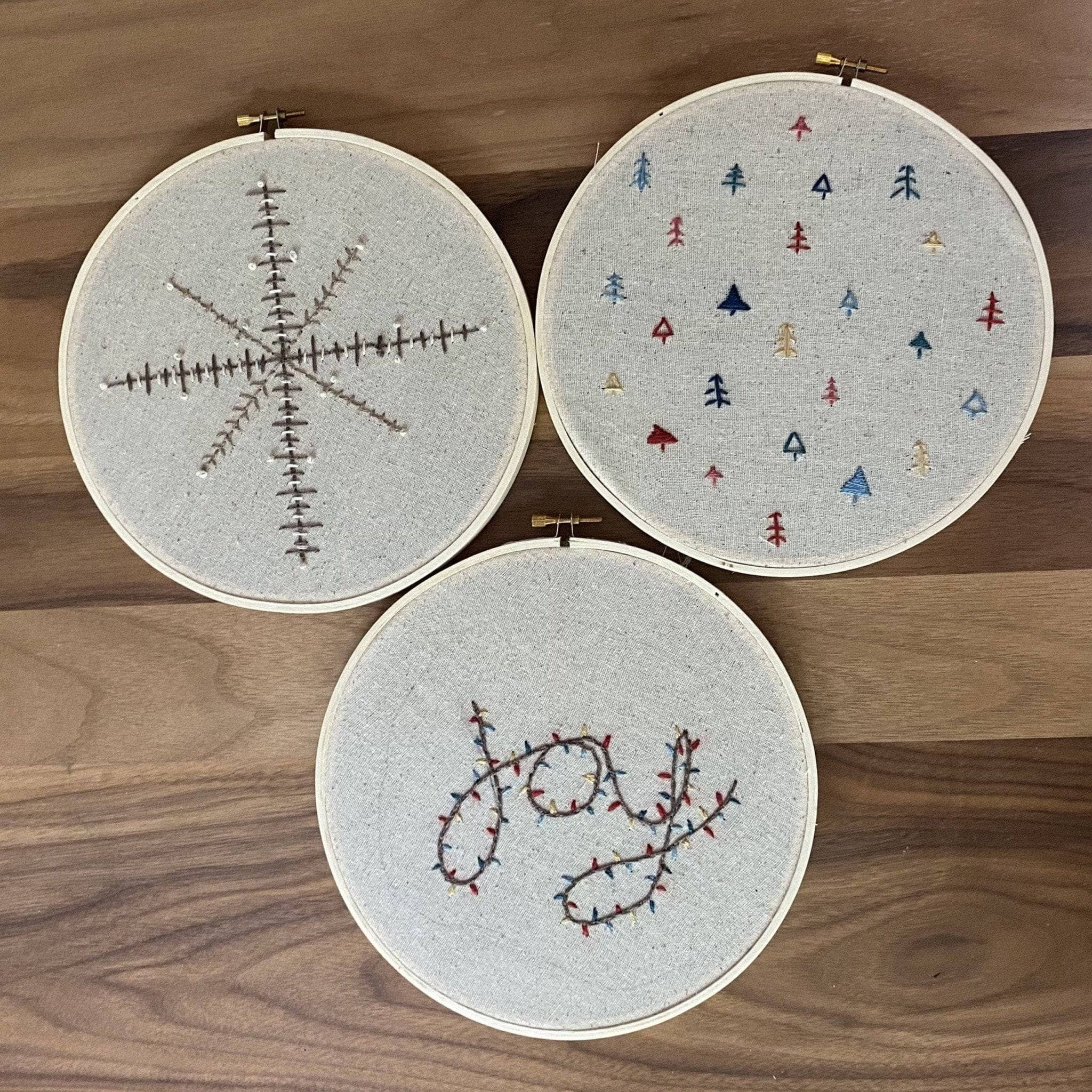 Holiday Joy, Forest &amp; Snowflake Embroidery Pattern