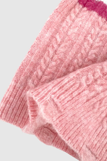 Hooded sweater base knit sweater short top contrasting color striped women