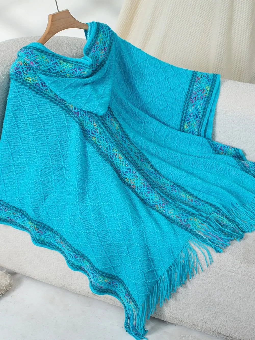 Hooded tassel cloak sweater shawl women&