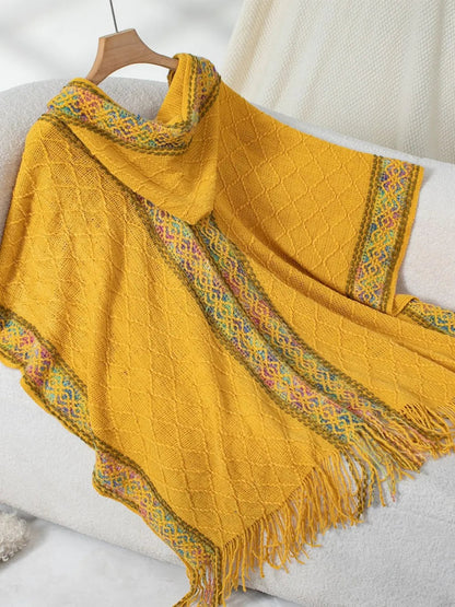 Hooded tassel cloak sweater shawl women&