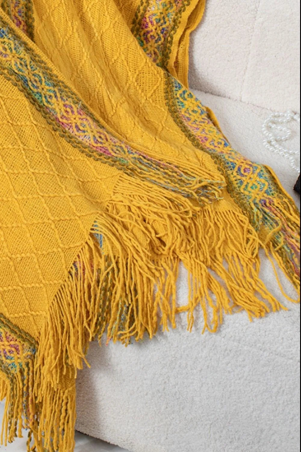 Hooded tassel cloak sweater shawl women&