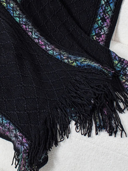 Hooded tassel cloak sweater shawl women&