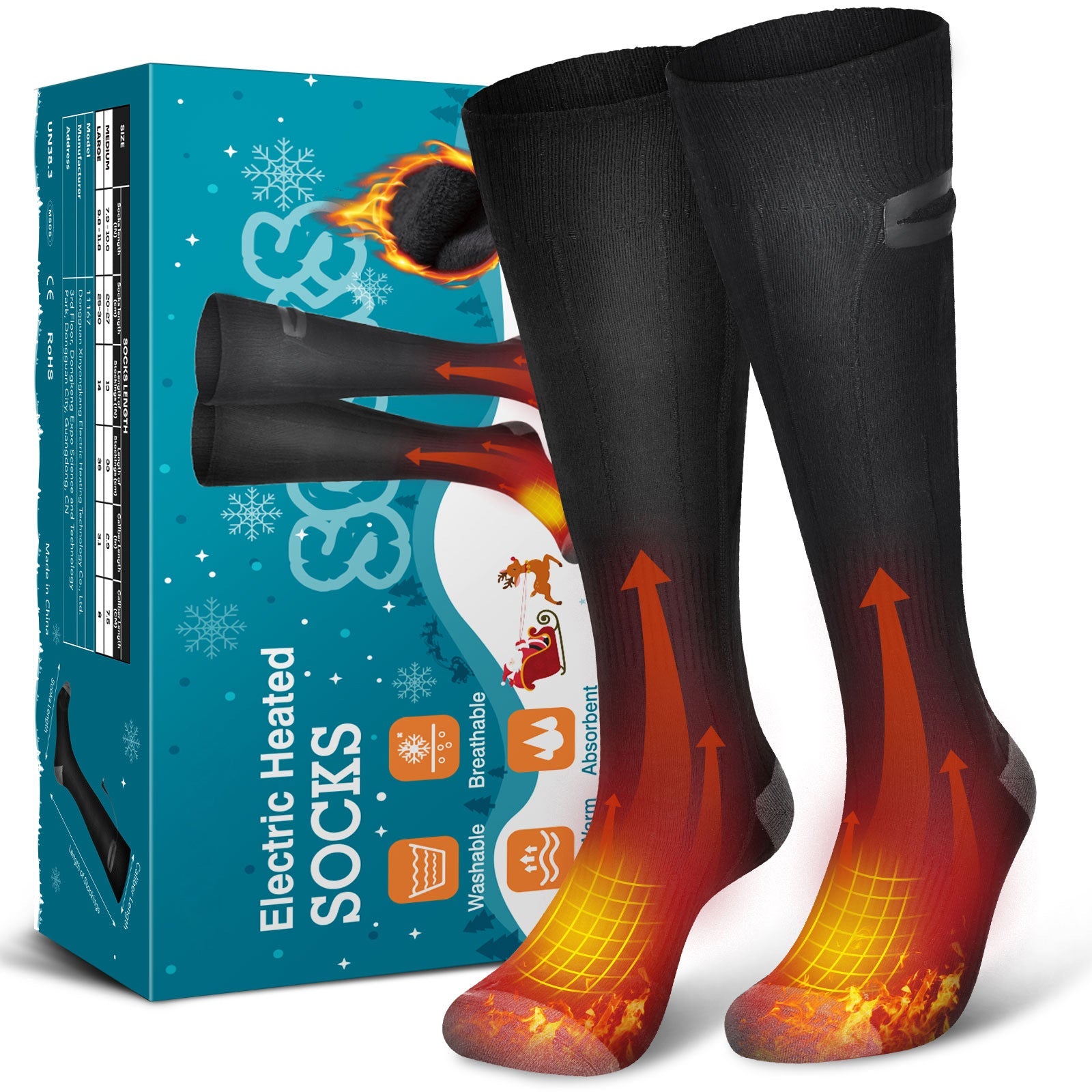 Hot socks with 3-speed electric heating, USB for men and women&