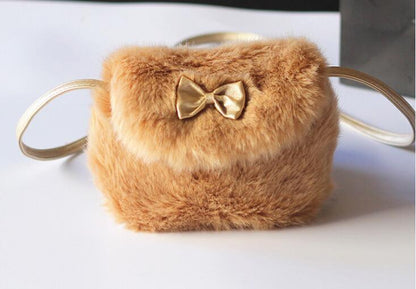 Kids Mini Cross body Bag  Bowknot Imitation Fur Shoulder Messenger Bag