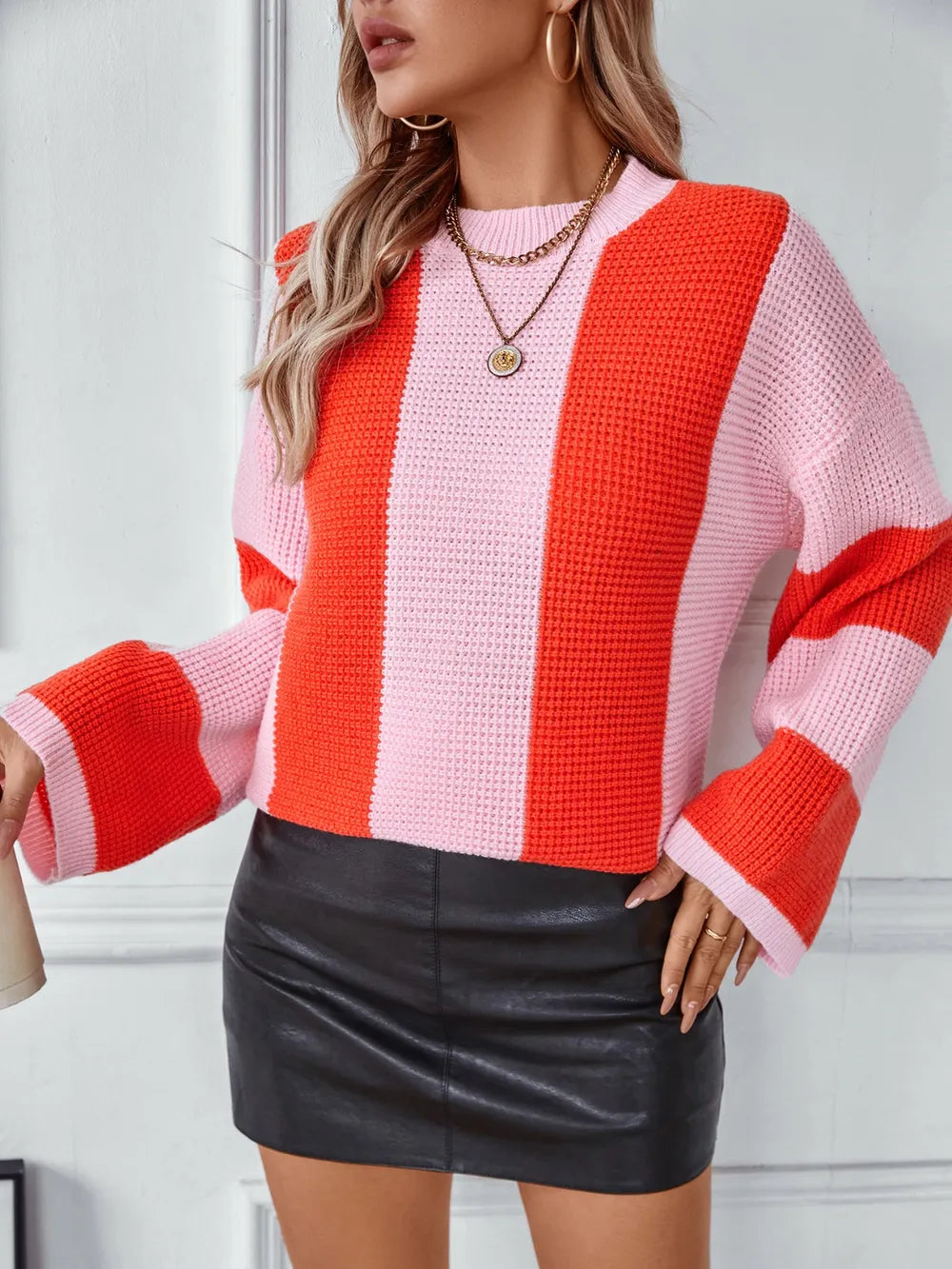Knitted sweater autumn and winter new casual loose pullover sweater for women