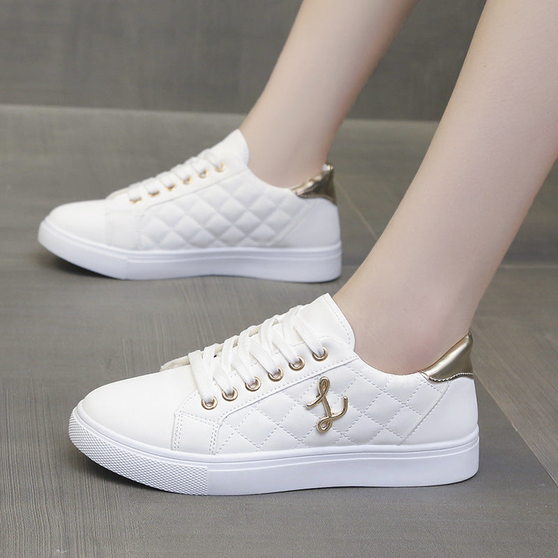 Little white shoes for women, lightweight, simple, fashionable, low top, flat bottom, versatile, women&